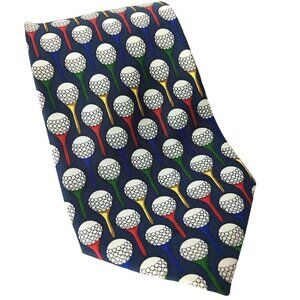Utopia Golf Balls Tees Print Novelty Silk Necktie